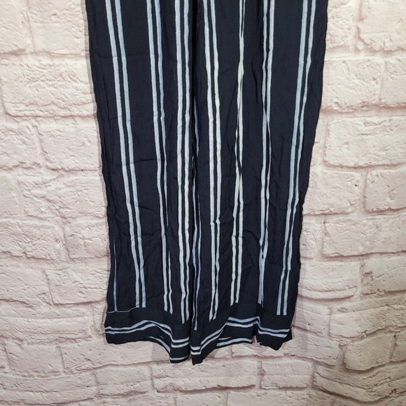 Lulu's Blue Striped High Rise Wide Leg Loose Fitting Pants - Picture 3 of 12